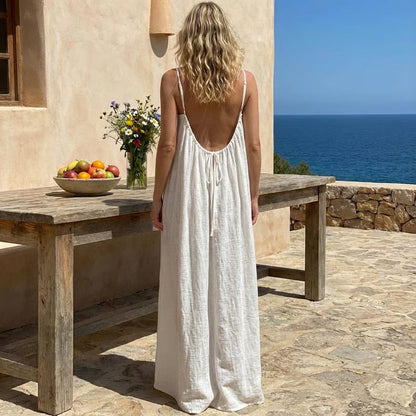 CalmMuse – Vestido largo transpirable de salón con tirantes finos