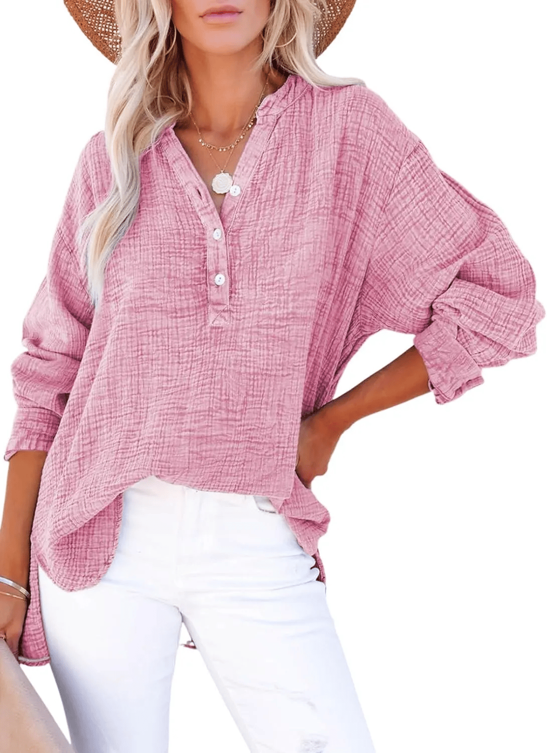 CloudFit – Lässige Oversized-Bluse aus Musselin für Damen