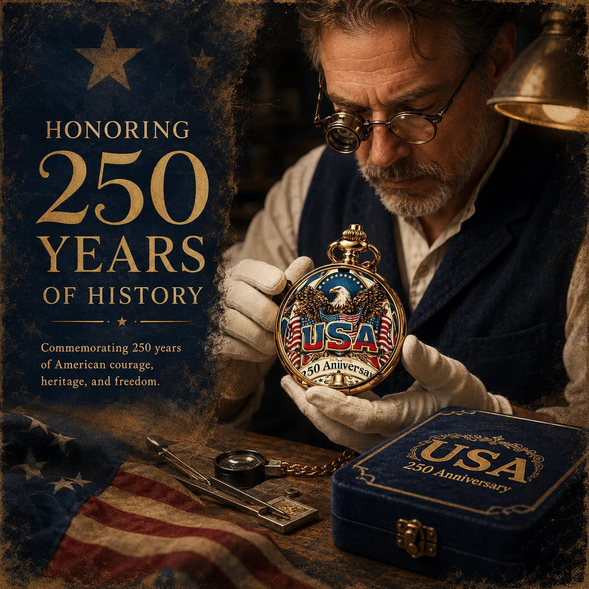 LibertyChrono – Reloj de Bolsillo 250 Aniversario de EE. UU.