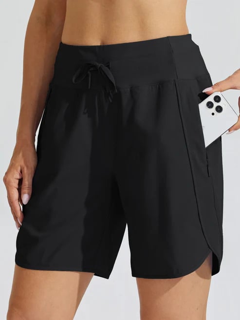 AthletiQ – Pantalones cortos de running de tiro alto para mujer
