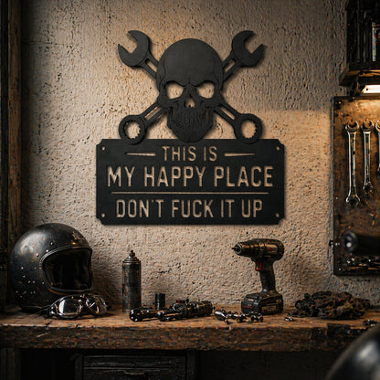 ForgeVibe – „This Is My Happy Place“ Metall-Wandschild