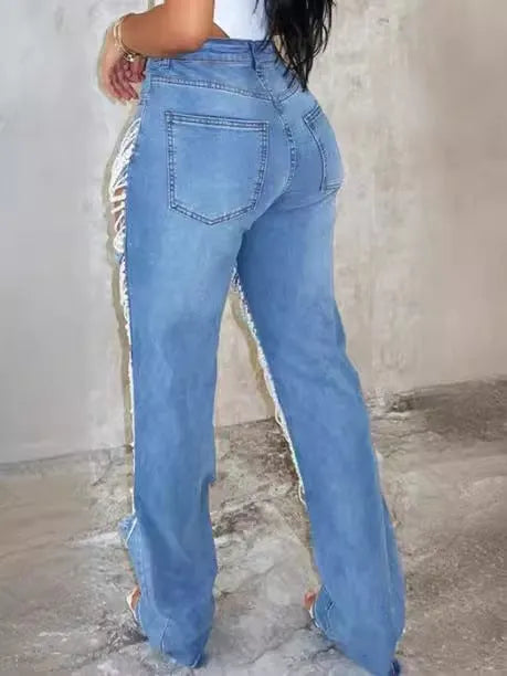 UrbanChain – Jeans de mezclilla con adornos estilo urbano