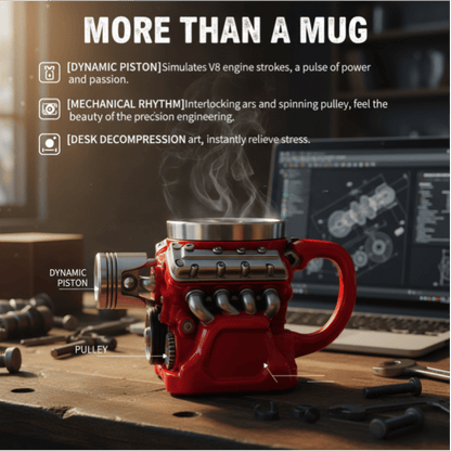 ⚡Ultimative V8-Motor Edelstahl-3D-Tasse & ein Traum für jeden Autoliebhaber✨