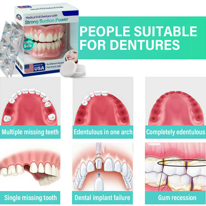 AuraSmile – Dentadura completa de succión fuerte de grado médico