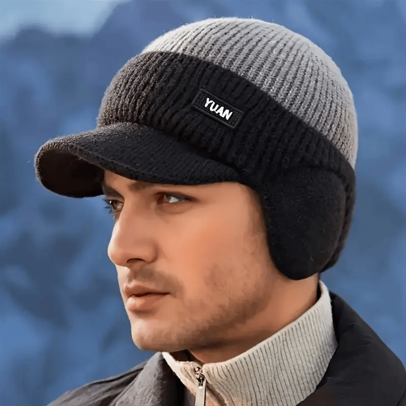 FrostGuard – Winter-Strickmütze mit Ohrenklappen für Herren
