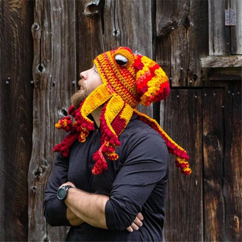 TentacleHue – Gorro de punto de pulpo con bloques de color