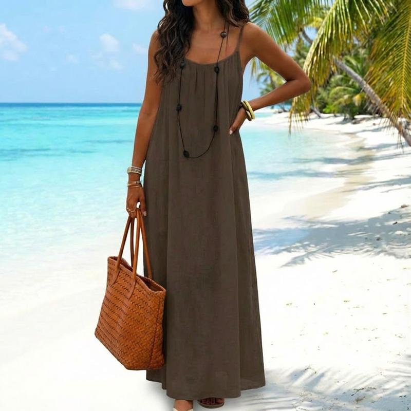 CalmMuse – Vestido largo transpirable de salón con tirantes finos