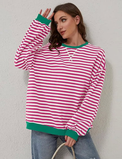 StripeAura – Sudadera de rayas color block para mujer