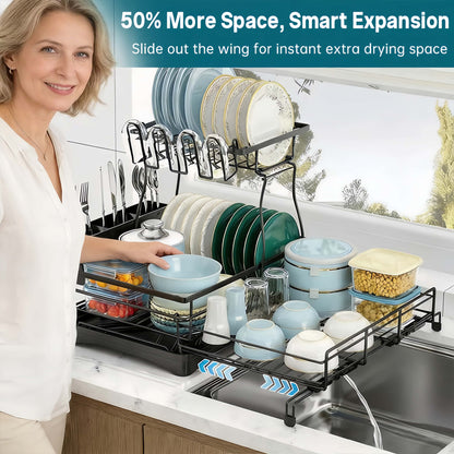 KitchenFlow – Estante de almacenamiento ajustable para secar platos