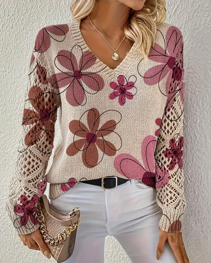 LaceWeave | Suéter de punto calado con cuello en V