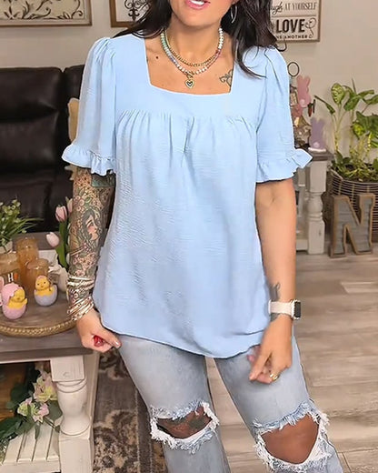 VibeLuxe – Camisa elegante con mangas de volantes