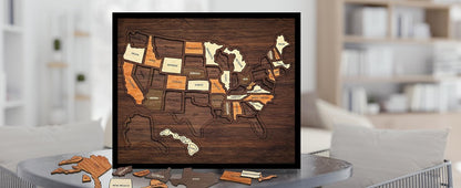 AtlasCraft – USA-Reisekarten-Puzzle aus Holz als Wanddekoration