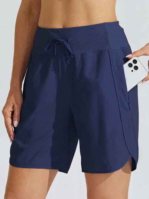 AthletiQ – Pantalones cortos de running de tiro alto para mujer