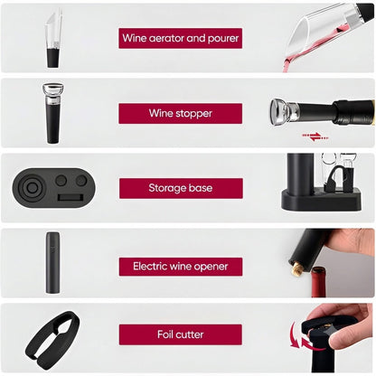 CorkEase – Set de Accesorios Eléctricos de Lujo para Vino