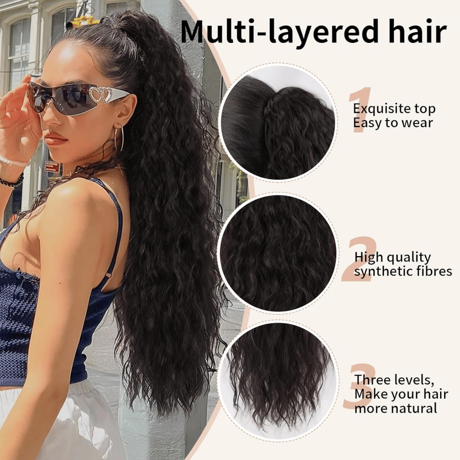 SilkiPony – Extensión de Cola de Caballo de Cabello Natural