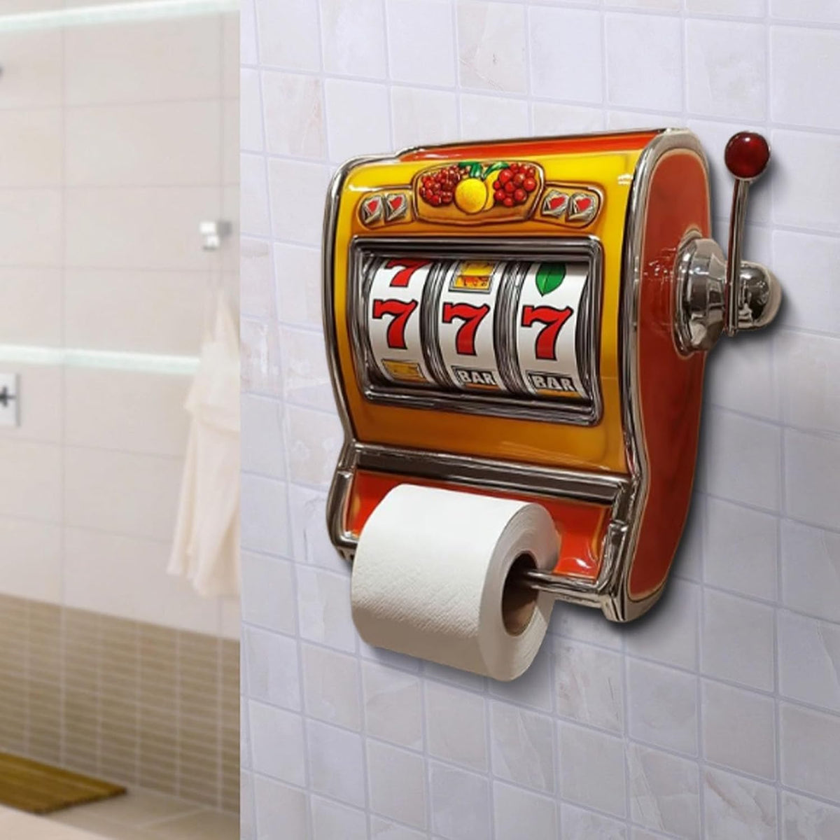 RollJack – Soporte para papel higiénico con máquina tragamonedas