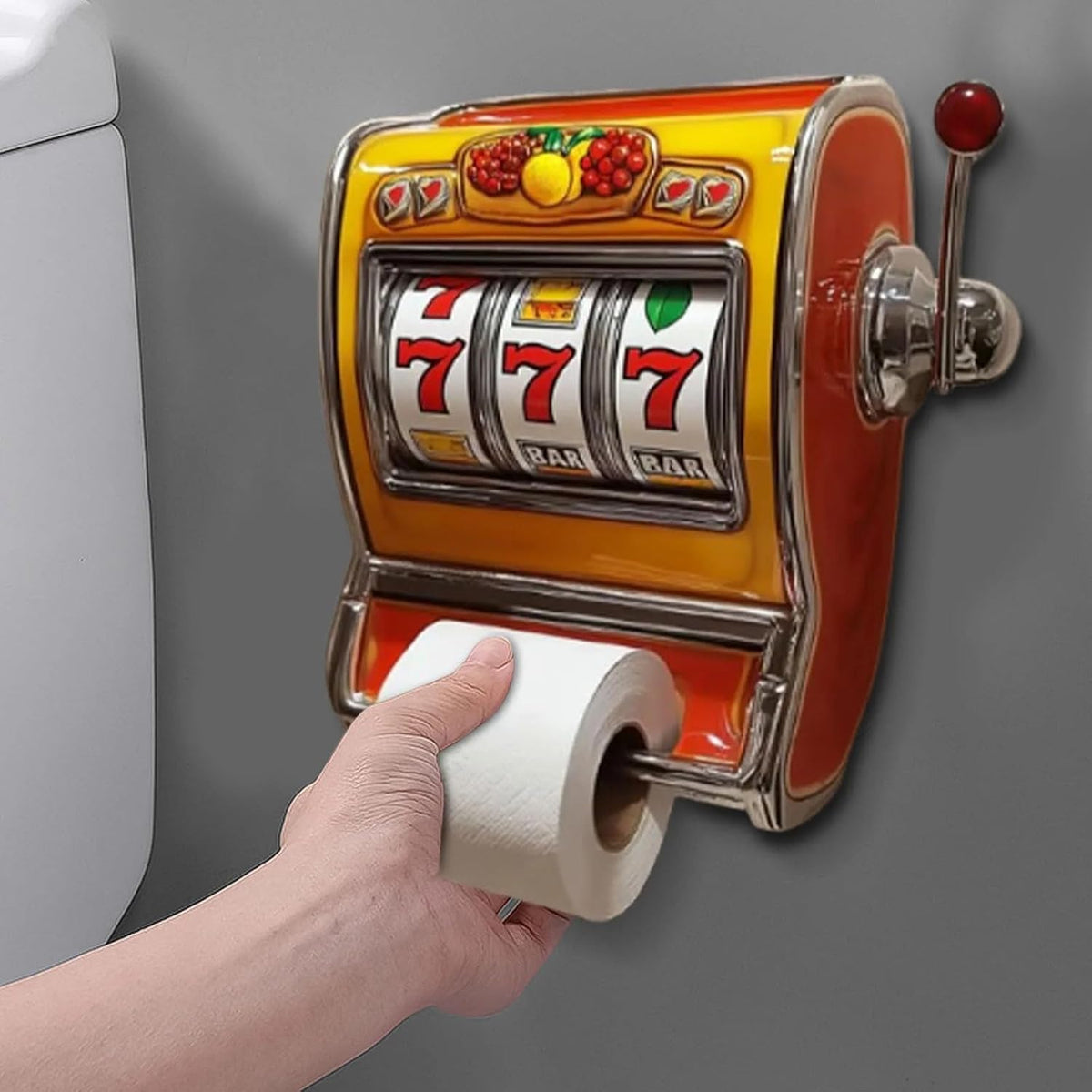 RollJack – Soporte para papel higiénico con máquina tragamonedas