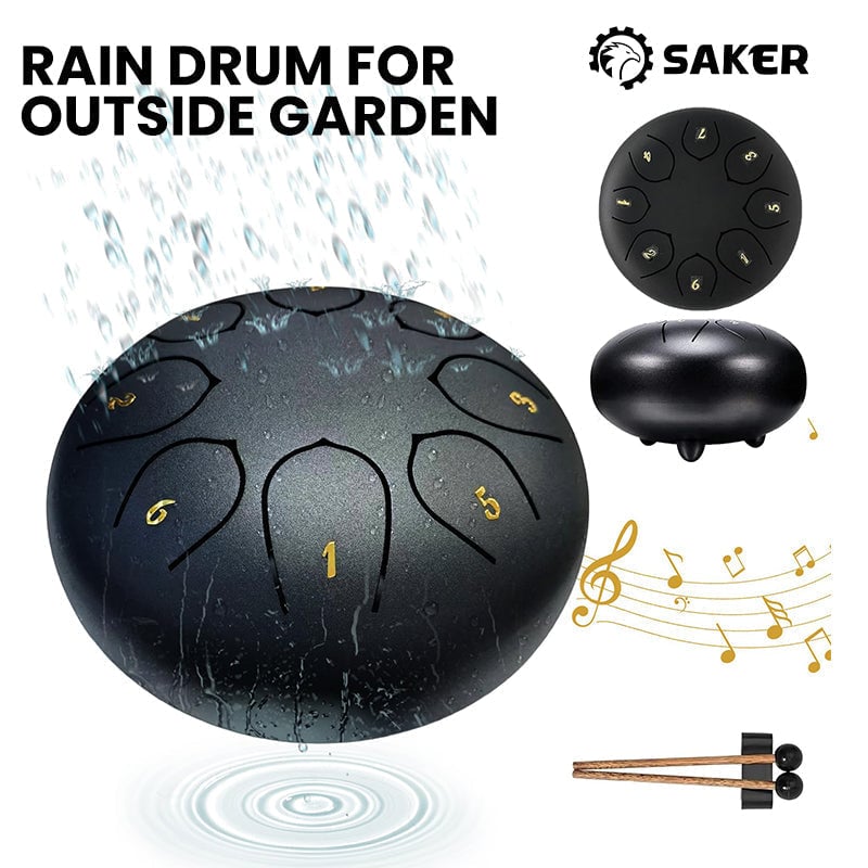 NatureBeat – Tambor de lluvia de acero para exteriores con púas para dedos