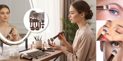 GlamPro – Colección de 20 Brochas de Maquillaje Premium Coffee