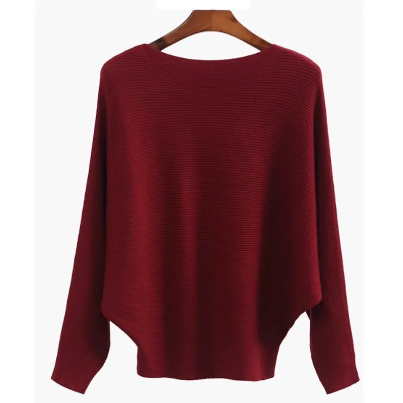 CozyWave – Damen-Strickpullover mit U-Boot-Ausschnitt und Fledermausärmeln