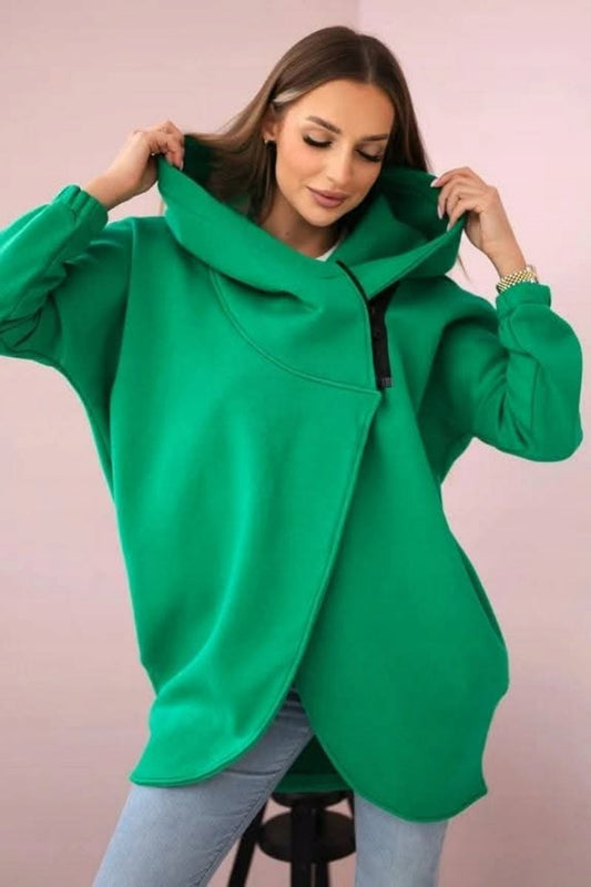 FlexiCurve – Sudadera con capucha y media cremallera de tallas grandes elegante