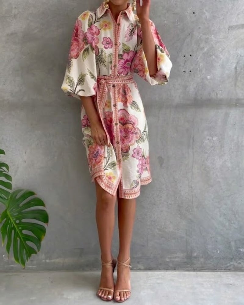 Vestido Estampado Línea A – Elegancia Fluida