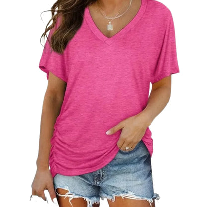 SoftLuxe – Camiseta Cómoda de Algodón con Cuello en V para Mujer