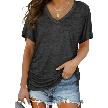 SoftLuxe – Camiseta Cómoda de Algodón con Cuello en V para Mujer
