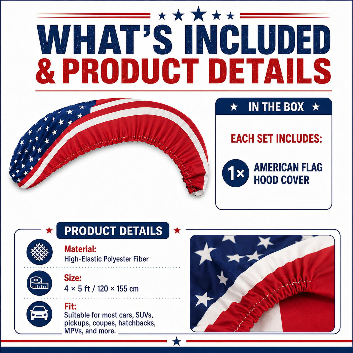 LibertyShield – Cubierta de capó para coche con bandera americana