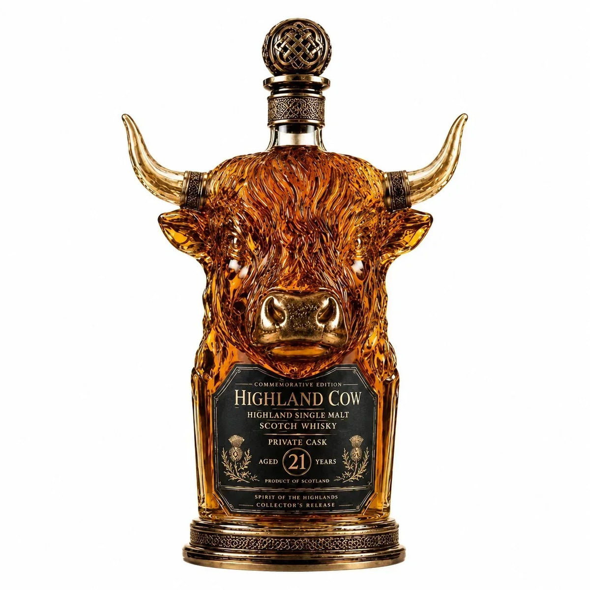RegalHorn – Decantador de whisky de vaca de las Highlands de lujo