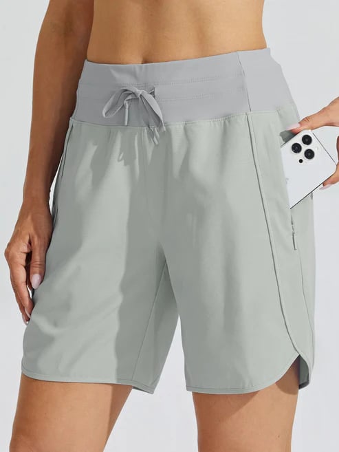 AthletiQ – Pantalones cortos de running de tiro alto para mujer