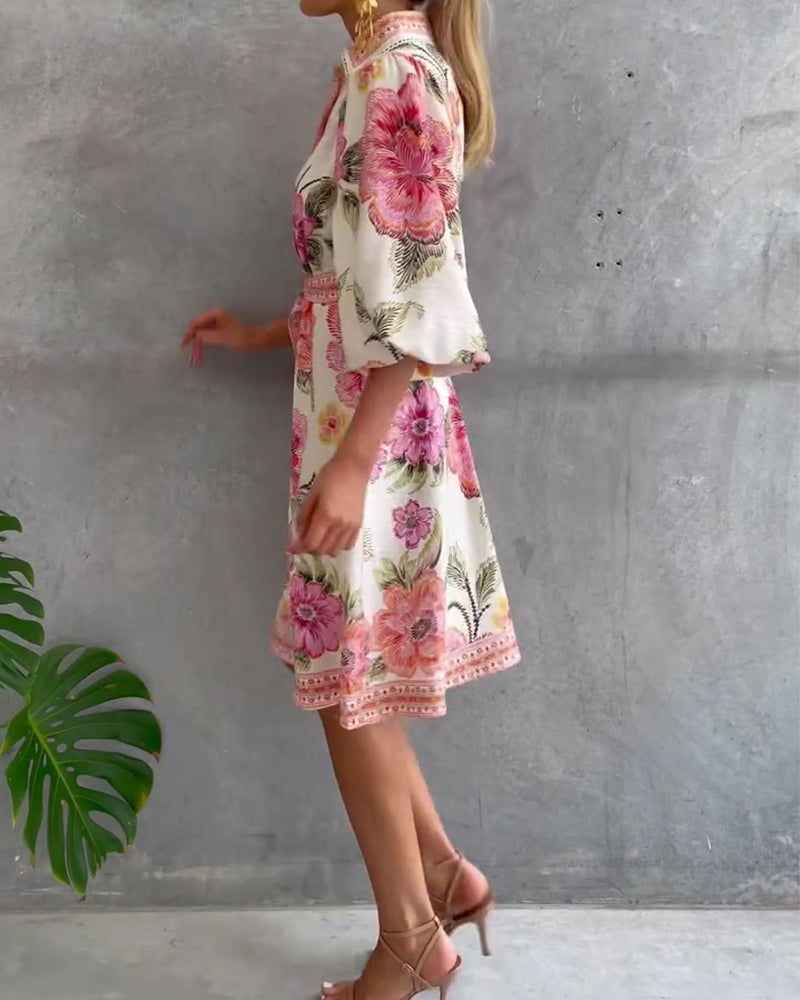 Vestido Estampado Línea A – Elegancia Fluida
