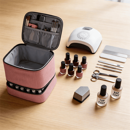 PolishPro – Estuche organizador de esmalte de uñas de doble capa de lujo