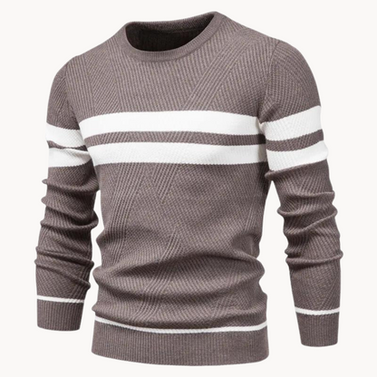 Zander Field Gestreifter Baumwollpullover mit Rundhalsausschnitt | ALEVITA