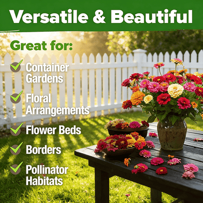 PurePetal – Semillas de zinnia para flores heirloom vibrantes