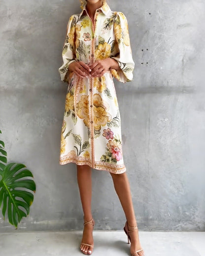 Vestido Estampado Línea A – Elegancia Fluida