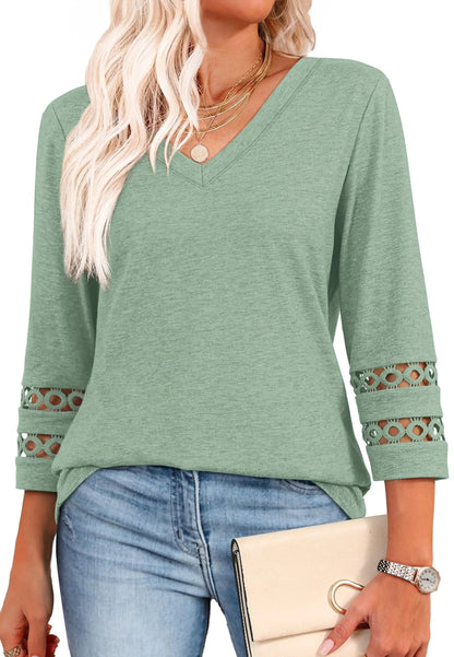 ClairaMode | Locker geschnittenes Damen-T-Shirt mit V-Ausschnitt