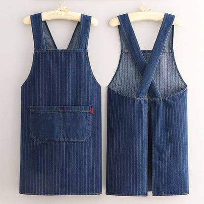 ApronMuse - Premium Soft-Denim-Schürze mit überkreuzten Trägern