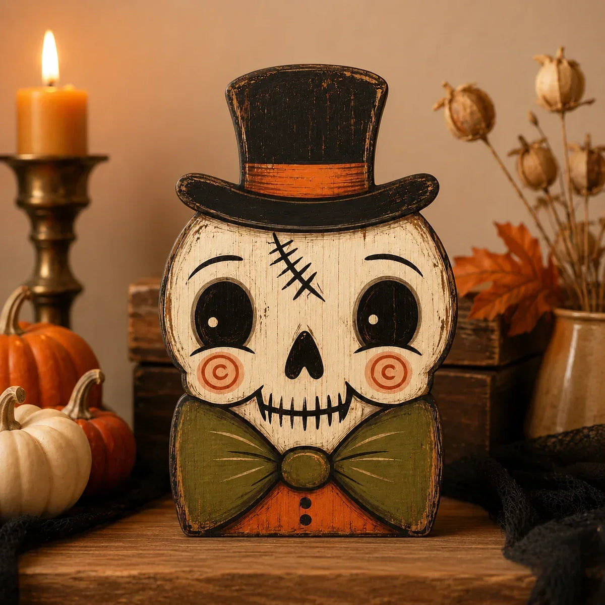 HarvestHeirloom – Colección de figuras de madera vintage de Navidad