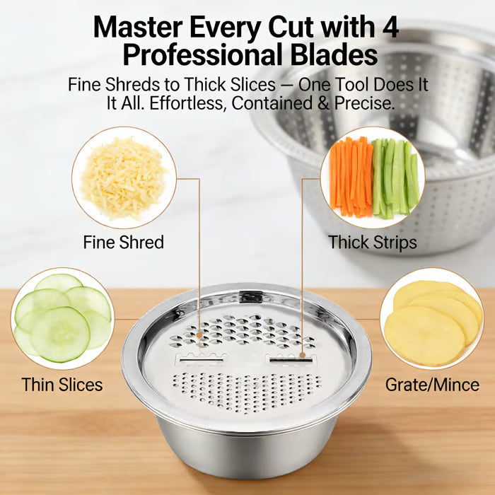 GrateCraft | 3-in-1 Edelstahl-Reibeschüssel