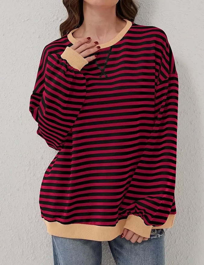 StripeAura – Sudadera de rayas color block para mujer