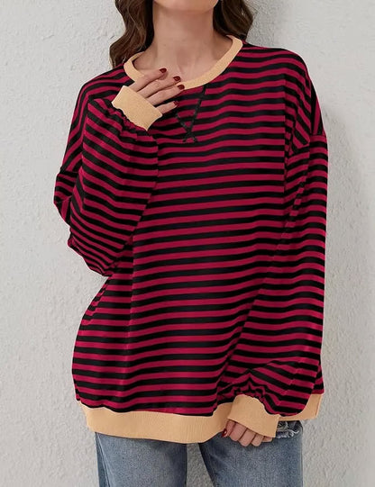 StripeAura – Sudadera de rayas color block para mujer