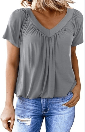 AuraFit | Camiseta casual de cuello en V para mujer clásica