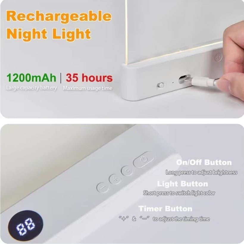NightLume – Lámpara de Lectura LED Recargable Transparente