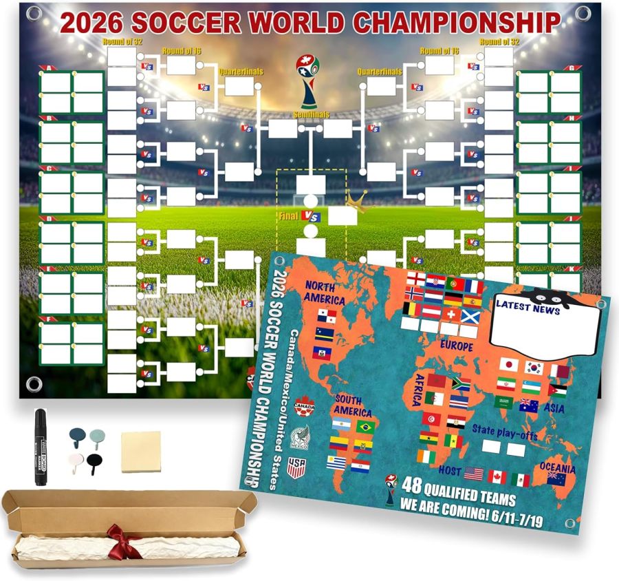 ⚽ Fußball-Weltmeisterschaft 2026 Spielplan-Poster & Kollektion der Finalrunde mit 48 Teams, funktionales 2-in-1-Poster