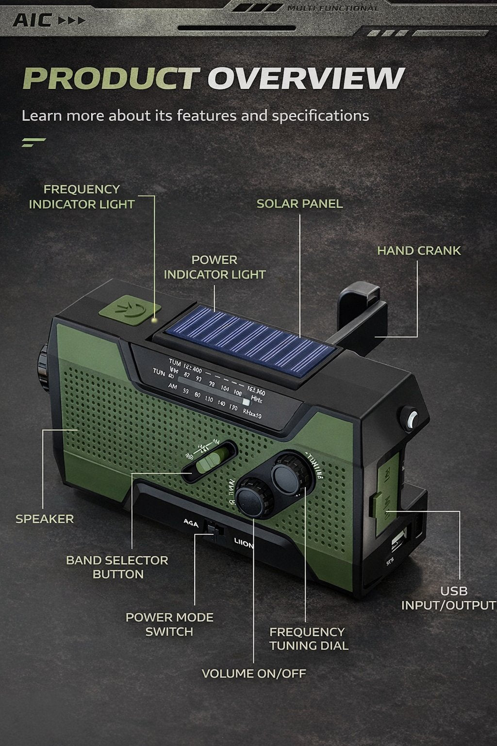 PowerCast Elite – Radio de emergencia 4 en 1