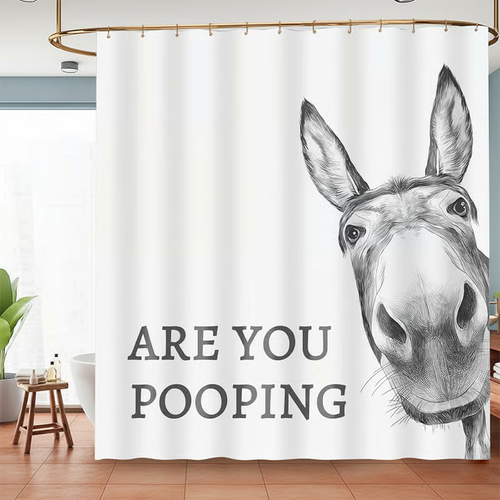 "Are You Pooping?" Donkey Shower Curtain
