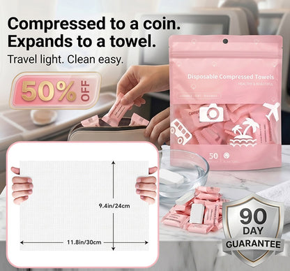 AirTowel – Set aus komprimierten Einweg-Reisehandtüchern