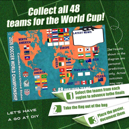⚽ Fußball-Weltmeisterschaft 2026 Spielplan-Poster & Kollektion der Finalrunde mit 48 Teams, funktionales 2-in-1-Poster