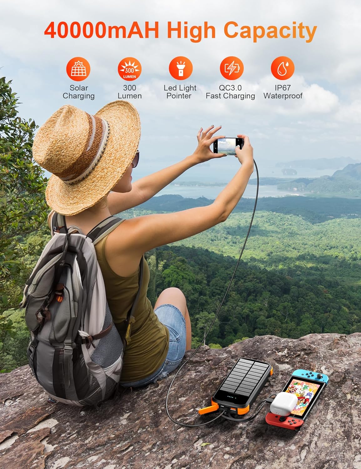 SolarVault - Batería Externa de Emergencia de 40000mAh